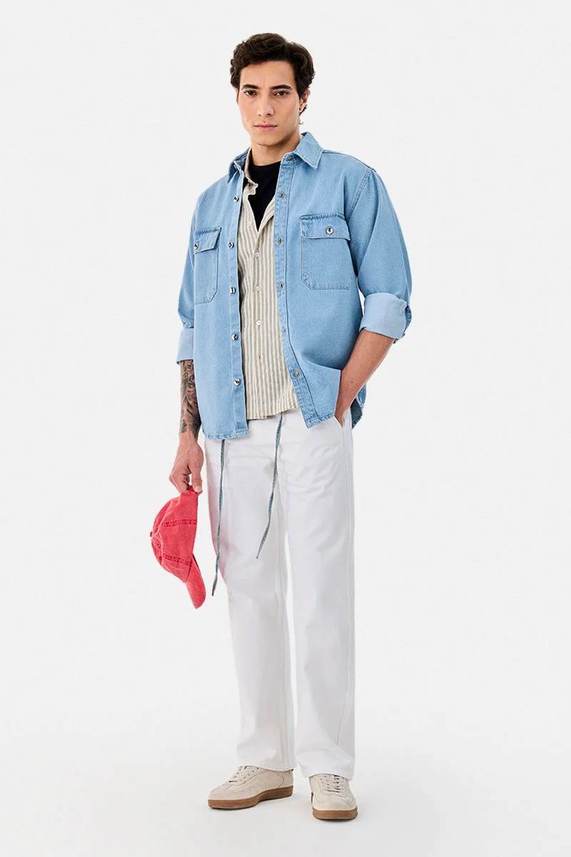 سنيتش 100% Cotton Relaxed Fit Overshirt